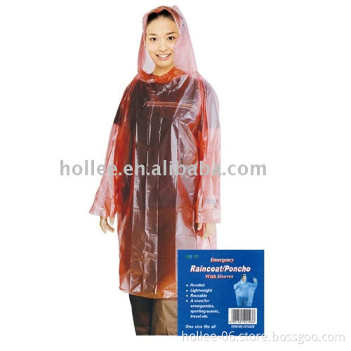 pe red plastic raincoat